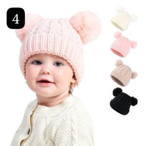 כובעי צמר עם פונפונים מתוקים לתינוקות |0-2 שנים