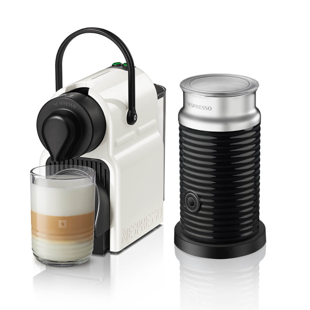 מכונת קפה איניסייה בצבע לבן דגם C40 כולל מקציף חלב