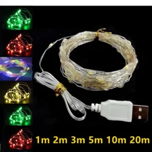 שרשראות אורות במגוון צבעים עם חיבור USB