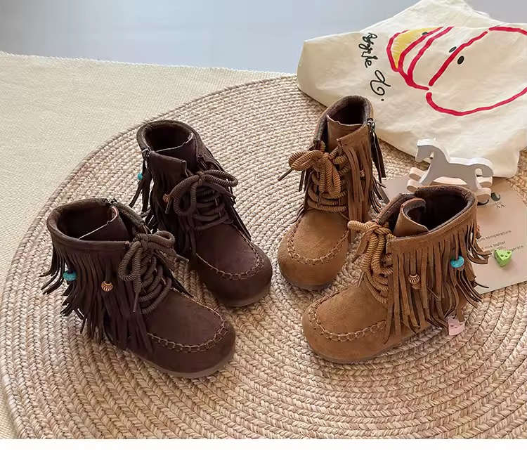 מגפיים מטריפות לילדות עם פרנזים |מידות: 26-36