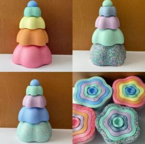 אבני משחק ואיזון צבעוניים לילדים