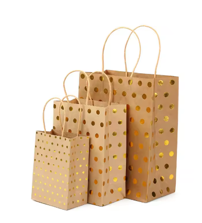 שקיות נייר עם נקודות זהב |5 יח'