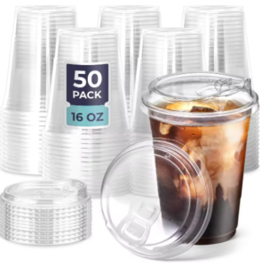 כוסות שייק ושתיה קרה במבחר גדלים עם מכסה |50 יחידות