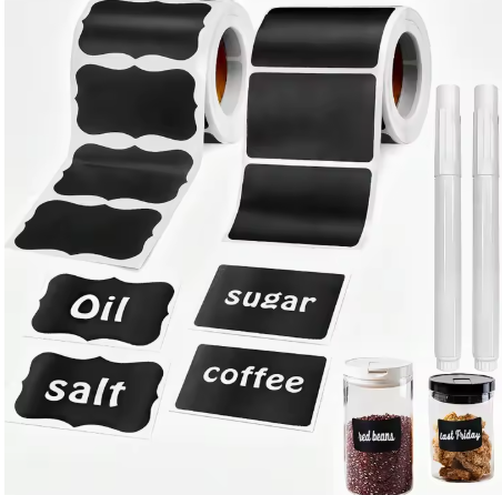 מדבקות שחורות + עט לבן