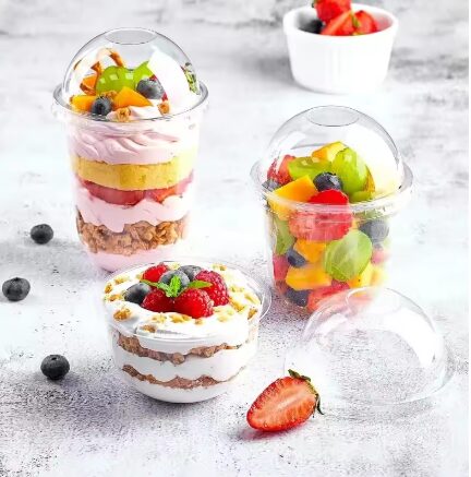 כוסות עם/בלי כפית לקינוחים וארוחות בוקר