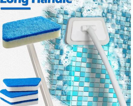 מברשת לניקוי אמבטיות עם מקל הארכה מתקפל