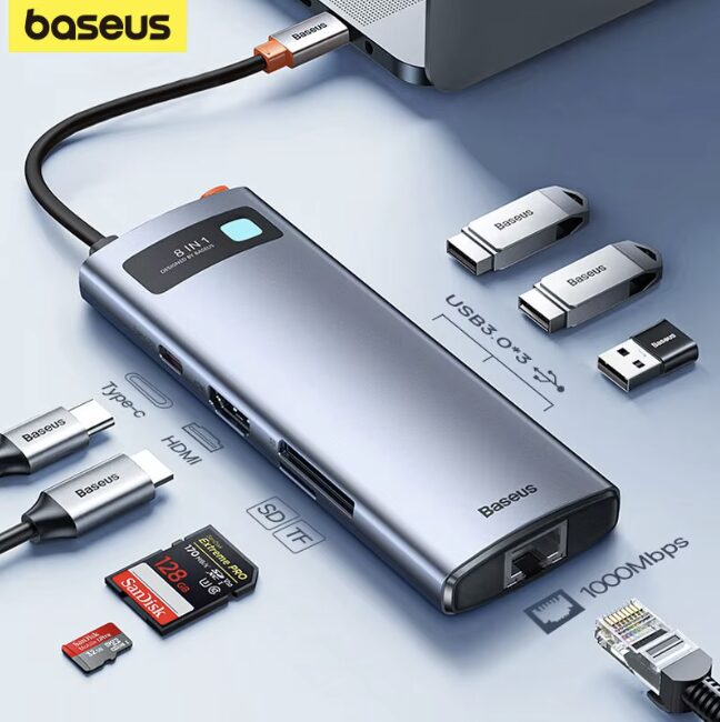 טחנת עגינה Baseus 8-in-1 USB-C