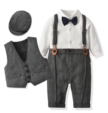 חליפות מחויטות צבעוניות עם כובע תואם |6M-3T