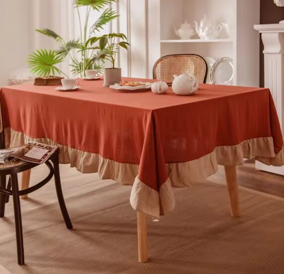 מפות כותנה עם מלמלה | לשולחן עגול ומלבני