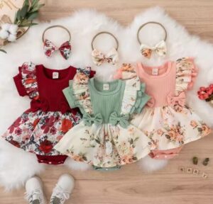 שמלת בגד גוף קצרה עם סרט ראש תואם |0-18 חודשים