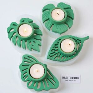 תבניות ליציקת בטון/גבס בצורת עלים לנרות