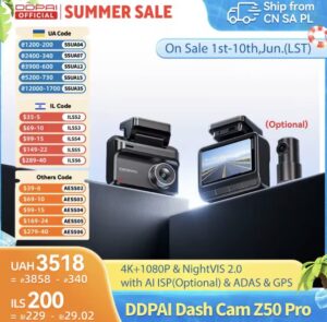 מצלמת רכב DDPAI Z50 Pro 4K כפולה