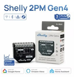 מתג חכם כפול Shelly 2PM Gen4 - שליטה בתריסים, תאורה ומדידת צריכת חשמל